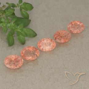 Gemme di Pietra solare Pesca naturale da 4.49 ct, Ovale, Traslucido