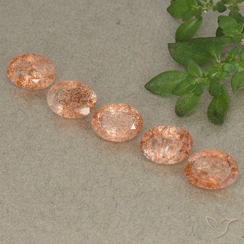 3.40ctw Naturale Arancione rossastra Pietra solare, Ovale, Traslucido