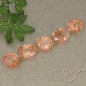 Gemme di Pietra solare Arancione rossastra naturale da 3.40 ct, Ovale, Traslucido