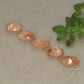 Gemme di Pietra solare Arancione rossastra naturale da 3.40 ct, Ovale, Traslucido
