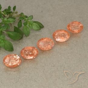 Gemme di Pietra solare Arancio Medio naturale da 4.31 ct, Ovale, Traslucido