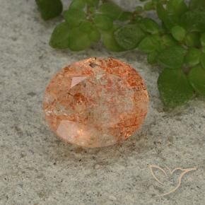 Pietra solare Arancione rossastra naturale da 4.28 ct, Ovale, Traslucido