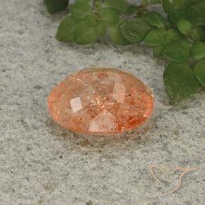 Pietra solare Arancione rossastra naturale da 4.28 ct, Ovale, Traslucido