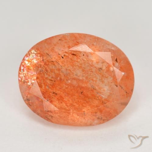 Pietra del sole naturale arancione da 4,51 ct, taglio ovale, traslucido