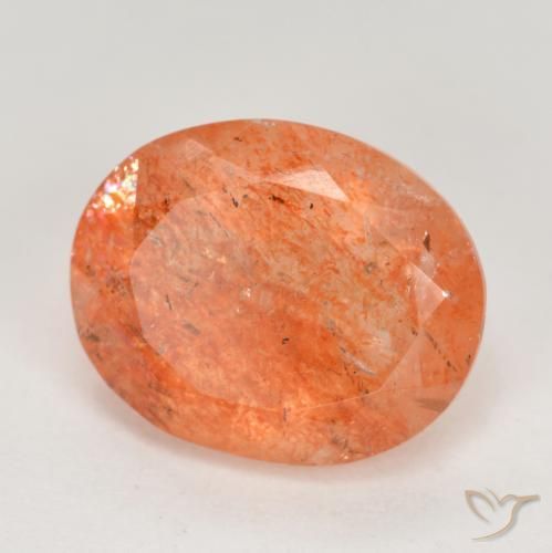 Pietra del sole naturale arancione da 4,51 ct, taglio ovale, traslucido