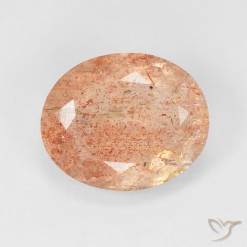 Pietra solare Medium Light-Orange naturale da 4.69 ct, Ovale, Traslucido