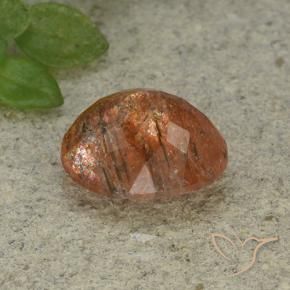 Pietra solare Arancio Medio naturale da 4.33 ct, Ovale, Traslucido