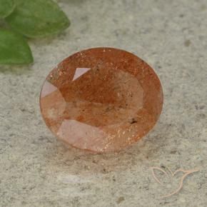 Pietra solare Arancione rossastra naturale da 4.34 ct, Ovale, Traslucido