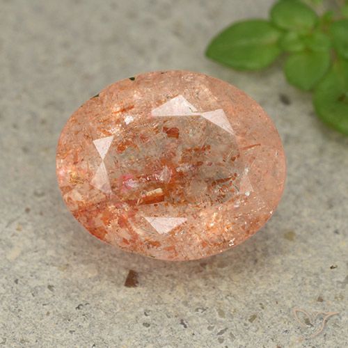 3.89ct Naturale Arancione chiaro Pietra solare, Ovale, Traslucido