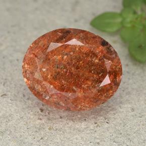 Pietra del sole naturale rosso da 4,20 ct, taglio ovale, traslucido