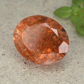 Pietra del sole naturale rosso da 4,20 ct, taglio ovale, traslucido