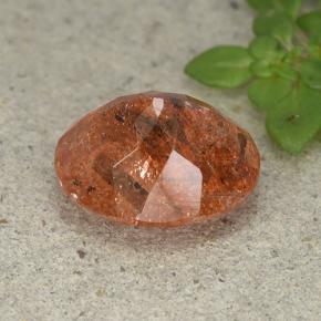 Pietra del sole naturale rosso da 4,20 ct, taglio ovale, traslucido