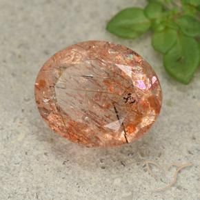 Pietra solare Arancione rossastra naturale da 4.60 ct, Ovale, Traslucido