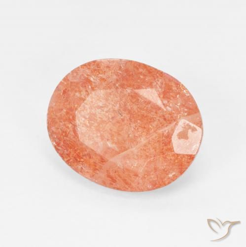 Pietra solare Arancio Medio naturale da 3.87 ct, Ovale, Traslucido