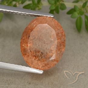 Pietra solare Arancio Medio naturale da 4.72 ct, Ovale, Traslucido