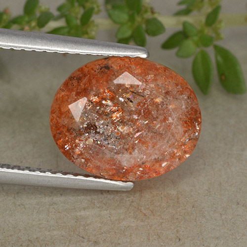 Pietra del sole naturale arancione da 4,31 ct, taglio ovale, traslucido