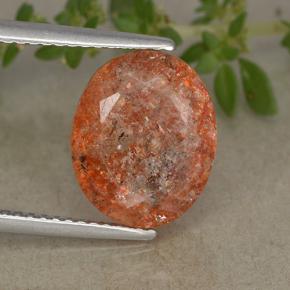 Pietra del sole naturale arancione da 4,31 ct, taglio ovale, traslucido
