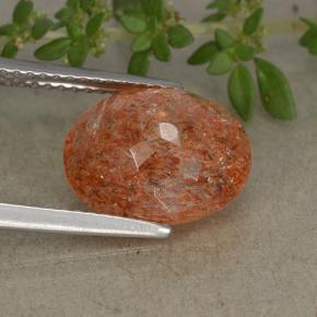 Pietra del sole naturale arancione da 4,31 ct, taglio ovale, traslucido