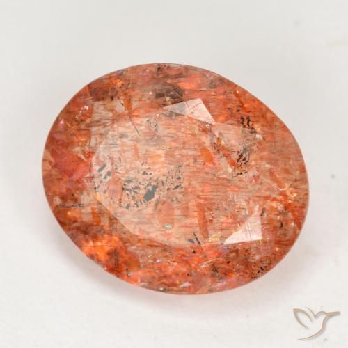 Pietra solare Arancio Medio naturale da 3.69 ct, Ovale, Traslucido