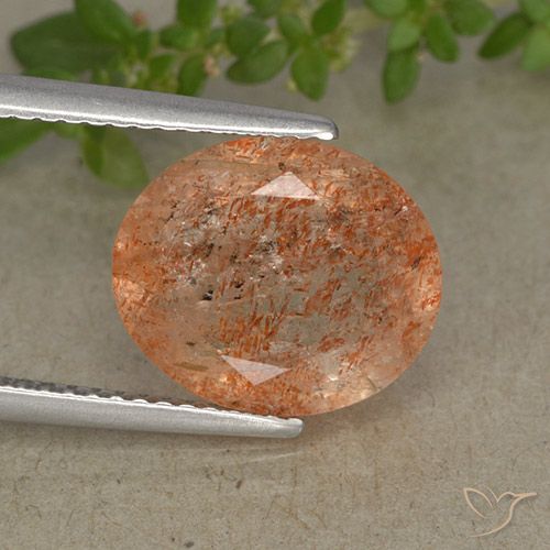 3.90ct Naturale Arancione rossastra Pietra solare, Ovale, Traslucido