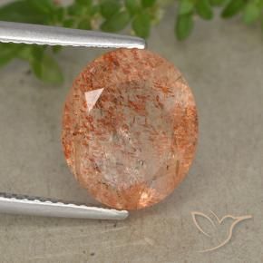Pietra solare Arancione rossastra naturale da 3.90 ct, Ovale, Traslucido