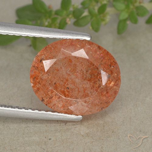 Pietra del sole naturale arancione da 3,83 ct, taglio ovale, traslucido
