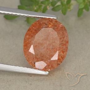 Pietra del sole naturale arancione da 3,83 ct, taglio ovale, traslucido