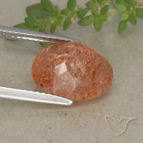 Pietra del sole naturale arancione da 3,83 ct, taglio ovale, traslucido