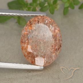 Pietra solare zenzero arancia naturale da 3.73 ct, Ovale, Traslucido