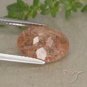 Pietra solare zenzero arancia naturale da 3.73 ct, Ovale, Traslucido