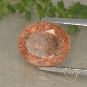 Pietra solare Arancio medio-chiaro naturale da 4.87 ct, Ovale, Traslucido