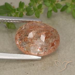 Pietra solare Arancio medio-chiaro naturale da 4.87 ct, Ovale, Traslucido