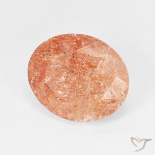 Pietra solare Medium Light-Orange naturale da 4.38 ct, Ovale, Traslucido