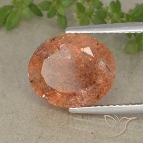 Pietra solare Arancio Medio naturale da 4.32 ct, Ovale, Traslucido