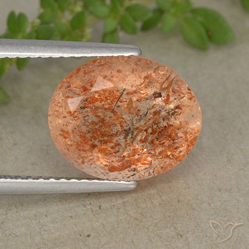 4.37ct Naturale Arancione rossastra Pietra solare, Ovale, Traslucido