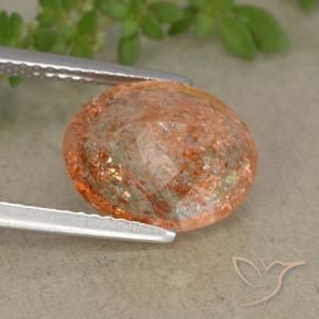 Pietra solare Arancione rossastra naturale da 4.37 ct, Ovale, Traslucido