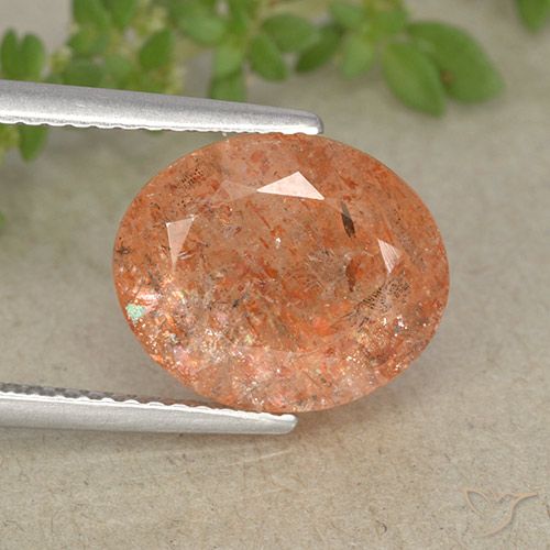 4.29ct Naturale Pompelmo Arancia Pietra solare, Ovale, Traslucido