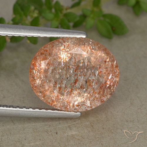 Pietra del sole naturale arancione da 4,37 ct, taglio ovale, traslucido