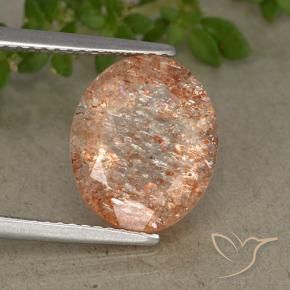 Pietra del sole naturale arancione da 4,37 ct, taglio ovale, traslucido