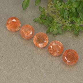 Pietra del sole naturale arancione da 2,73 ct, taglio rotondo, traslucido