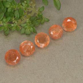 Pietra del sole naturale arancione da 2,73 ct, taglio rotondo, traslucido