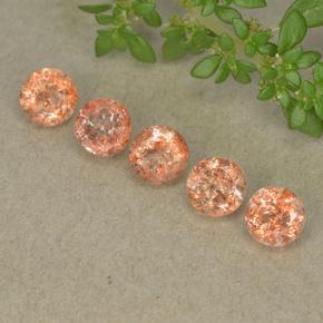 Gemme di Pietra solare Arancione naturale da 2.47 ct, Taglio rotondo, Traslucido
