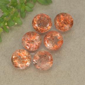 Pietra del sole naturale arancione da 3,33 ct, taglio rotondo, traslucido