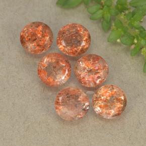 Pietra del sole naturale arancione da 3,33 ct, taglio rotondo, traslucido