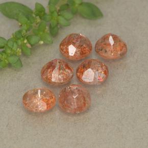 Pietra del sole naturale arancione da 3,33 ct, taglio rotondo, traslucido