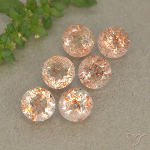 3.09ctw Naturale Arancio tigre chiaro Pietra solare, Rotondo, Traslucido