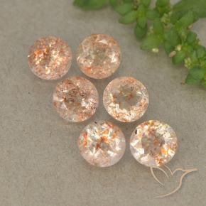 Gemme di Pietra solare Arancio tigre chiaro naturale da 3.09 ct, Rotondo, Traslucido
