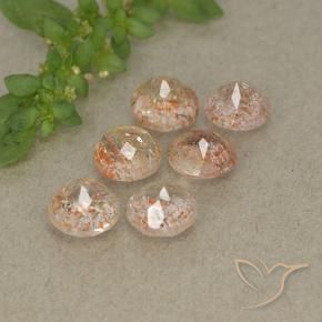 Gemme di Pietra solare Arancio tigre chiaro naturale da 3.09 ct, Rotondo, Traslucido
