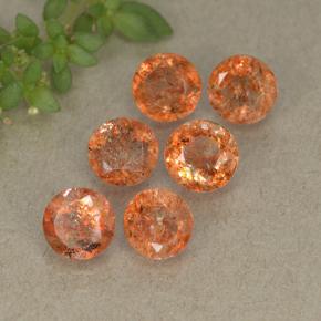 Pietra del sole naturale arancione da 2,82 ct, taglio rotondo, traslucido
