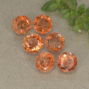 Pietra del sole naturale arancione da 2,82 ct, taglio rotondo, traslucido